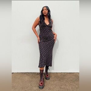 Princess Polly Floral Black Midi Sariah Dress